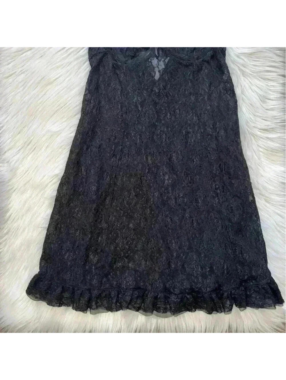 Inner Secrets Lingerie Y2K Gothic Lace Babydoll Ruffle Hem Medium - Picture 4 of 9